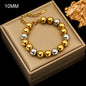 GANPUP 316L Stainless Steel Metal Beads Charms Bracelet Bangle for Women Texture Trendy Wrist Chain Jewelry Gift Bijoux Femme