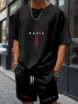 New Men's Cross Print T-Shirt and Shorts Set Stylish Streetwear Short-Sleeve Top and Shorts Combination Holiday Men's Apparel