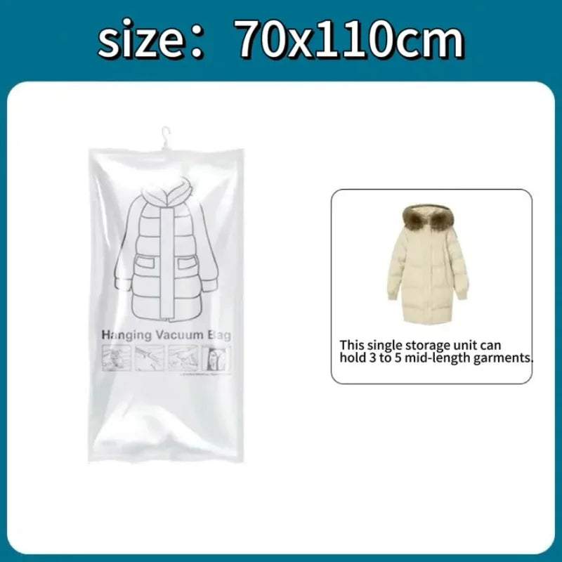 Hanging Vacuum Storage Bags Space Saver Bags Vacuum Seal Storage Bag for Suits Dress Coats Jackets Closet Organizer and Storage