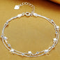 VENTFILLE 925 Sterling Silver Line Extremely Fine Bracelet for Women Love Haert Bead Korean Ins Sweet Jewelry Gift Dropshipping