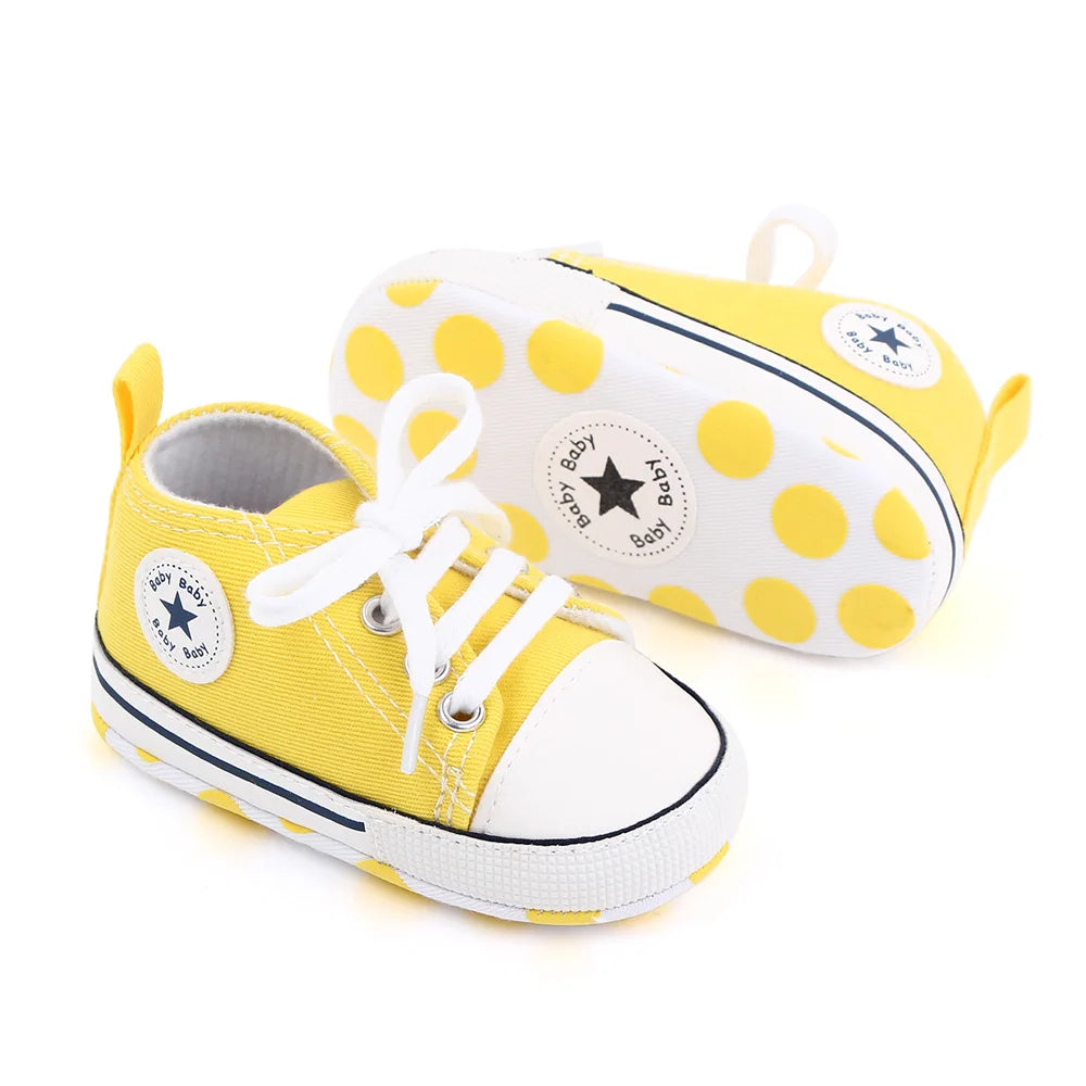 New Baby Shoes Boys Girls Classic Canvas Casual Sneakers Spring Newborn First Walker Toddler Soft Sole Non-Slip Walking Shoes