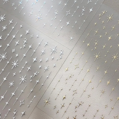 3D Star Nail Art Stickers Decals Self-Adhesive Metal Silver DIY Nail Stickers Decoration Decals Manicure Accessories