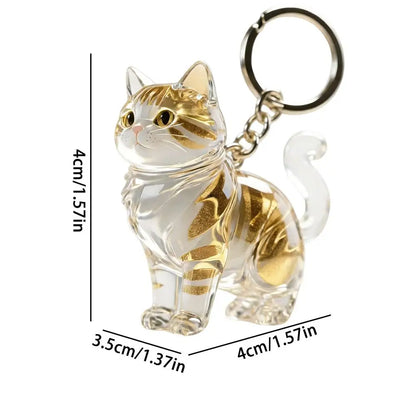 Cute Animal Fur Capsule Keychain, Transparent Cat Hair Bag Pendant, Souvenir Collection and Gift Decorative Accessory