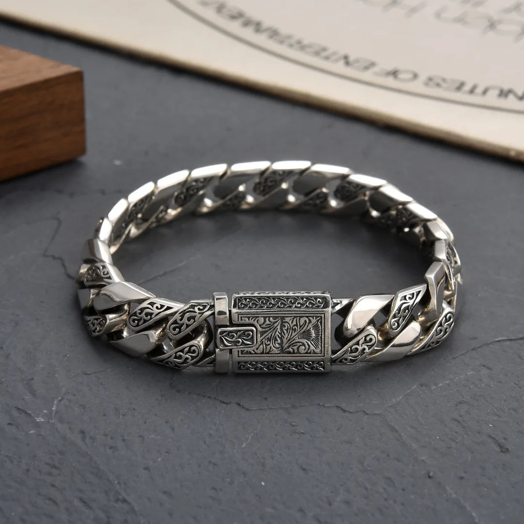 S925 Sterling Silver Timeless Vine Garland Buckle Retro Punk Tank Bracelet Jewelry Creativity Gift Factory Price