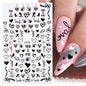 Black and White Love Flowers Line Art 3D Stickers Nail Decals Nail Art Accessories Butterfly Rose Nail Stickers Nail Sliders