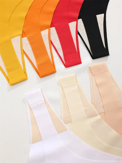 3PCS Women Ice Silk Seamless Thongs Underpants Sexy V-Waist Ultra-thin Panties Girls Low Rise Invisible G-string Lingerie XS-XL