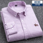 Casual cotton men's shirt slim fit horse logo bottom inch shirt Oxford spinning long sleeved striped shirt