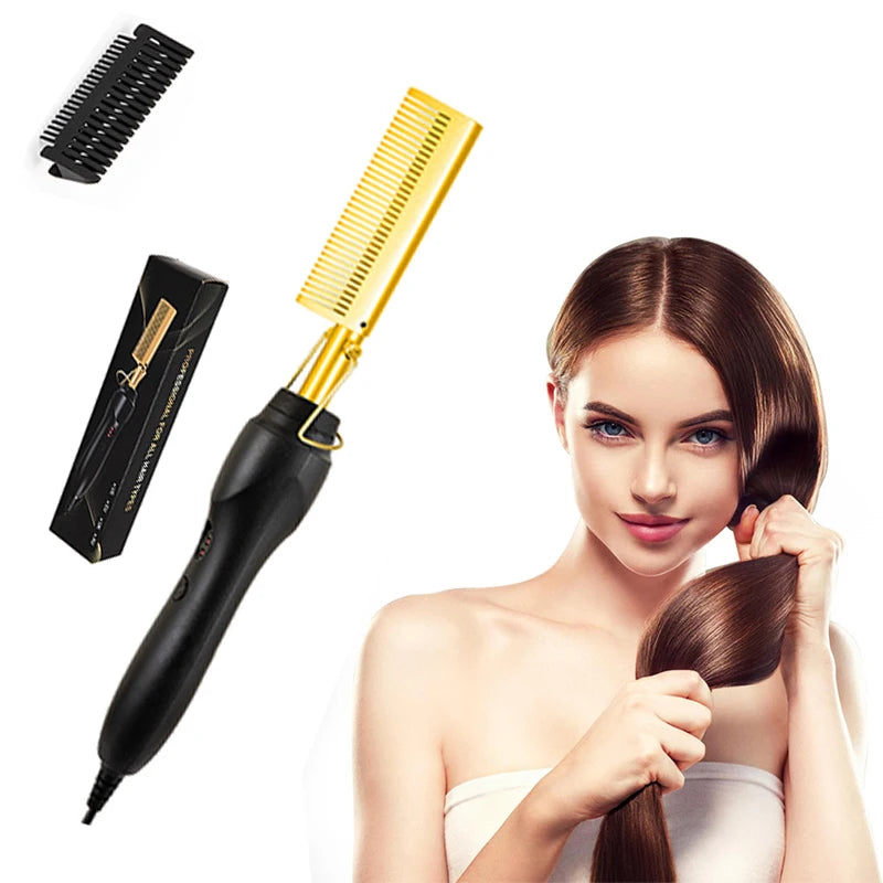 Hot Selling 2-In-1 Straight Hair Comb Portable Fast Heating Copper Straight Hair Comb Salon Professional Styling Tool