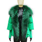 Oversized Winter Warm Real Fox Fur Collar Black Down Coat Women Puffer Outerwear Jackets 2024 Autumn Winter
