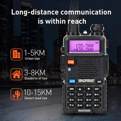 Baofeng UV-5R USB Lange Afstand Dual Band Ham Amateur Met Vhf Uhf Fm CB 128CH 2200mAh Portable Handheld Long Range Two Way Radio