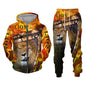 Spring and Autumn Men's Tracksuit 3D The Lion Print Zipper Hoodies Sweatshirts Pants Sets Casual Mens Clothing Women's Tracksuit