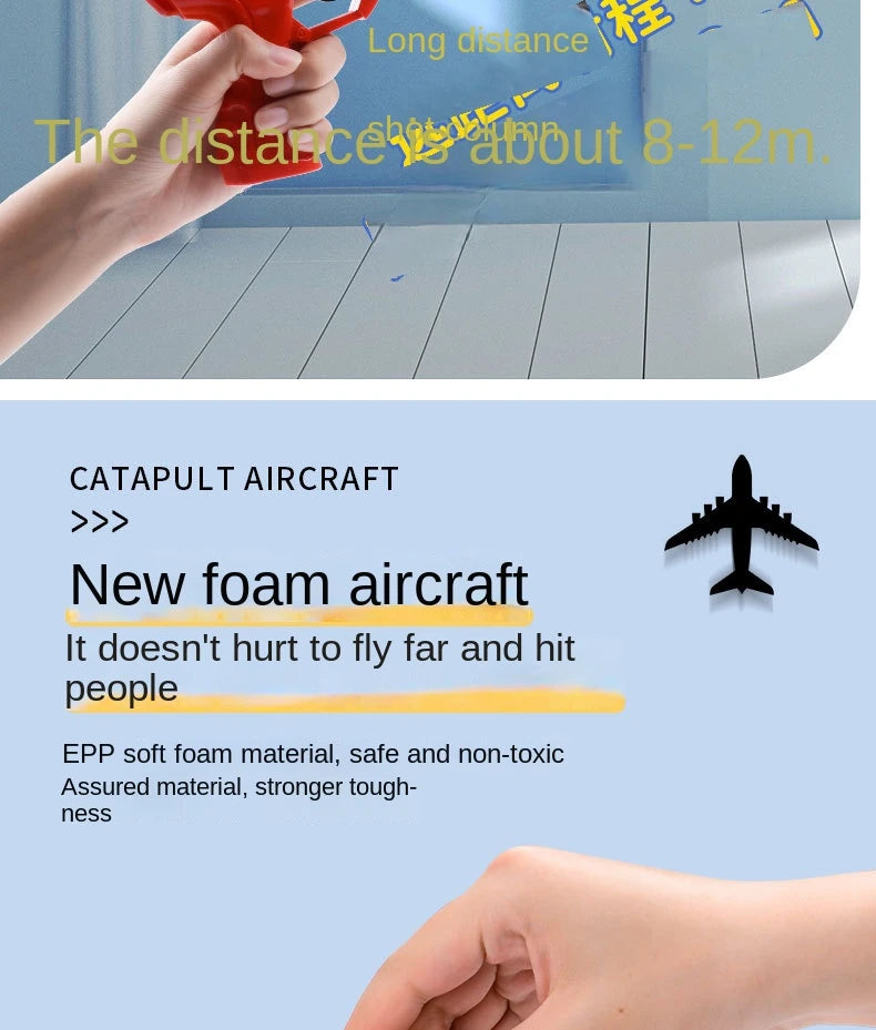 Children's Outdoor Ejection Aircraft Toys Foam Aircraft Oy Gun Parent-Child Outdoor Games Toys Children's Gifts Flying Toy