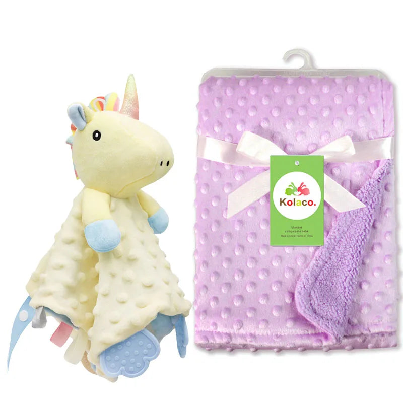 Custom Name Baby Blanket Personalized Baby Shower Gift Soft Minky Dot 2-in-1 Blanket & Lovey Set for Boys Girls