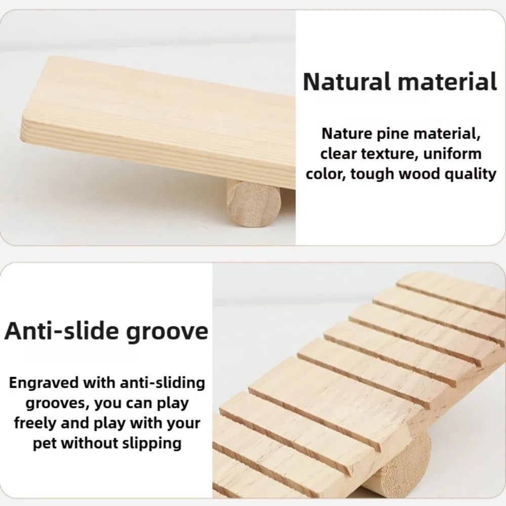Pet Hamster Wooden Seesaw Climbing Platform Bridge for Small Pet Squirrel Hamster Rabbit Hammock Pet Bird Cage Parrot Swing Toy