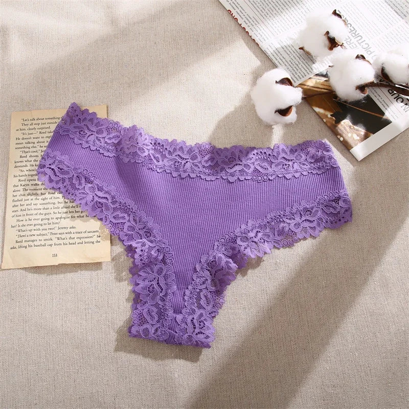 3Pcs/set Women Cotton Lace Panties Floral Intimate Underwear Trendy Patchwork Lace Briefs Female Soft Underpants Lingerie S-XL