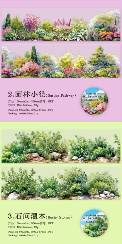 50mm*2m Plant flower landscape PET Tapes Creativity Scrapbooking Hand Account Adhesive hand made Diy Junk Journal Craft Supplies