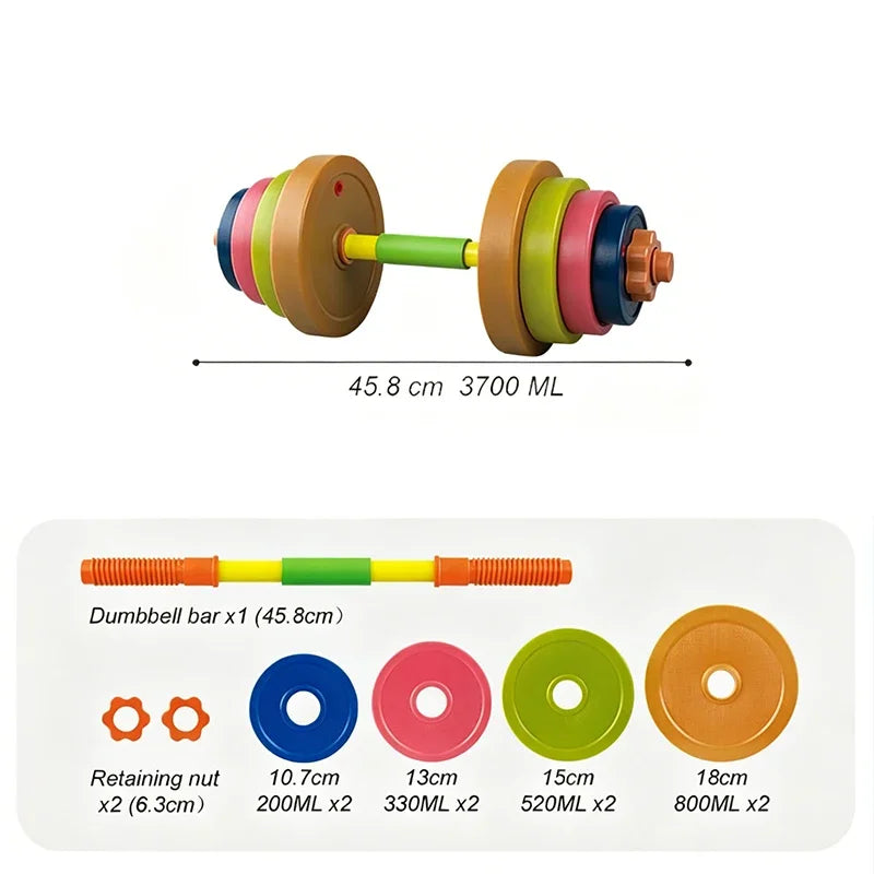 Adjustable Kids Dumbbell Barbell Set Indoor Outdoor Fitness Equipment Parent-Child Sports Toy Toddler Boy Girl Birthday Gifts