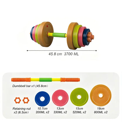 Adjustable Kids Dumbbell Barbell Set Indoor Outdoor Fitness Equipment Parent-Child Sports Toy Toddler Boy Girl Birthday Gifts