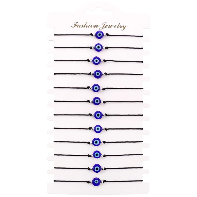 12 Chain Simple Exquisite Jewelry Evil Eye Woven Bracelet Set Rope Chain for Men and Women