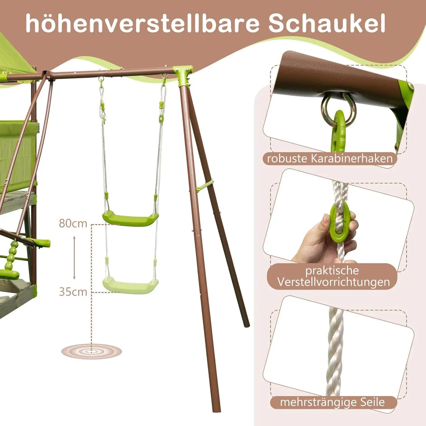 Play Tower, Climbing Frame with Swing, Slide, Climbing Rope, Glider Seats, Ladder and Sandpit, Outdoor Children's Climbing Tower