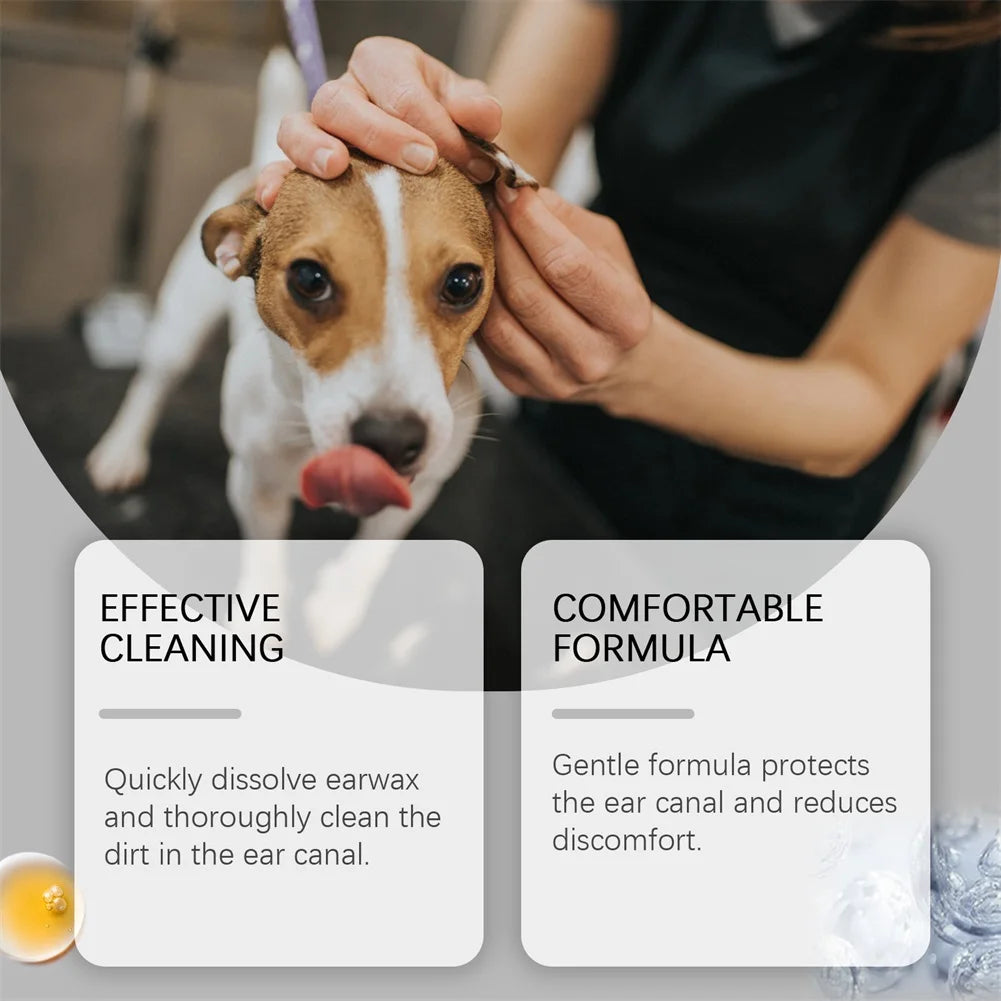 Pet Ear Pro Drops For Cats Dogs Removes Wax Dirt & Soothes Irritation Deep Cleans, Dries Prevents Infections Pet Care Essential