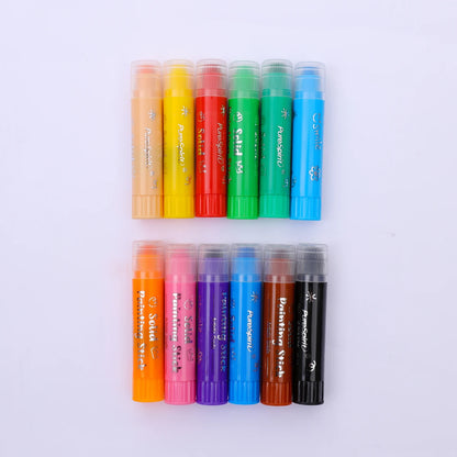 8/12 Colors Crafts Paint Sticks Color Solid Painting Stick Washable Paint Sticks Drawing Graffiti Art for Kids and Students