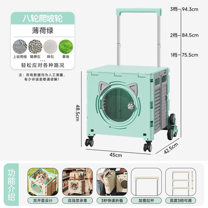 Pet outdoor pet travel trolley cat dog trolley folding shopping cart supermarket household