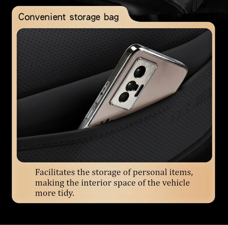 Ergonomic PU Leather Car Seat Cushion with Lumbar & leg Support Ventilated Design Storage Pockets Universal Fit for Most Cars