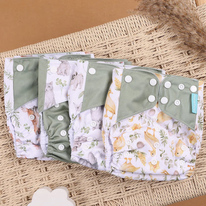 Happyflute New Desig Hot Sale 4Pcs OS Pocket Diaper Washable&Reusable Absorbent Ecological Diaper Cover Adjustable Baby Nappy