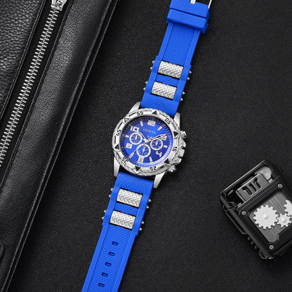 Luxury Arabic Dial Men Business Quartz Watch Fashion Silicone Strap Wristwatch For Man Clock Reloj Hombre (Without Box)