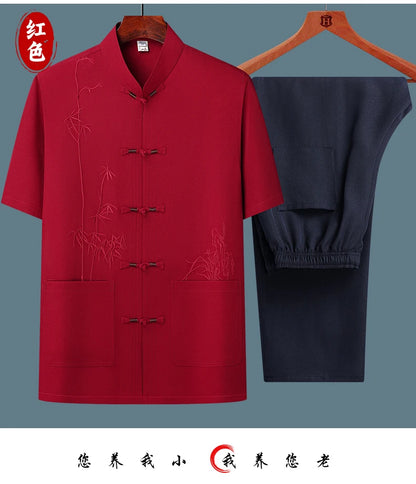 men's sets (shirt + trousers) 2026 summer new style men fashion shirt short sleeve shirt High quality shirts male two piece