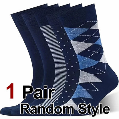 1/5 Pairs Men diamond Pattern Business Mid Tube Socks Anti Odor Sweat Absorbing Comfortable Breathable All Season Casual Socks