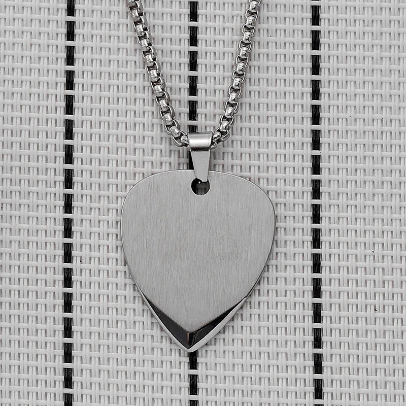 WLP Fashion Guitar Pick Personalized Pendant Stainless Steel Necklace for Men Women Custom Text Pattern Collar Necklace Jewelry