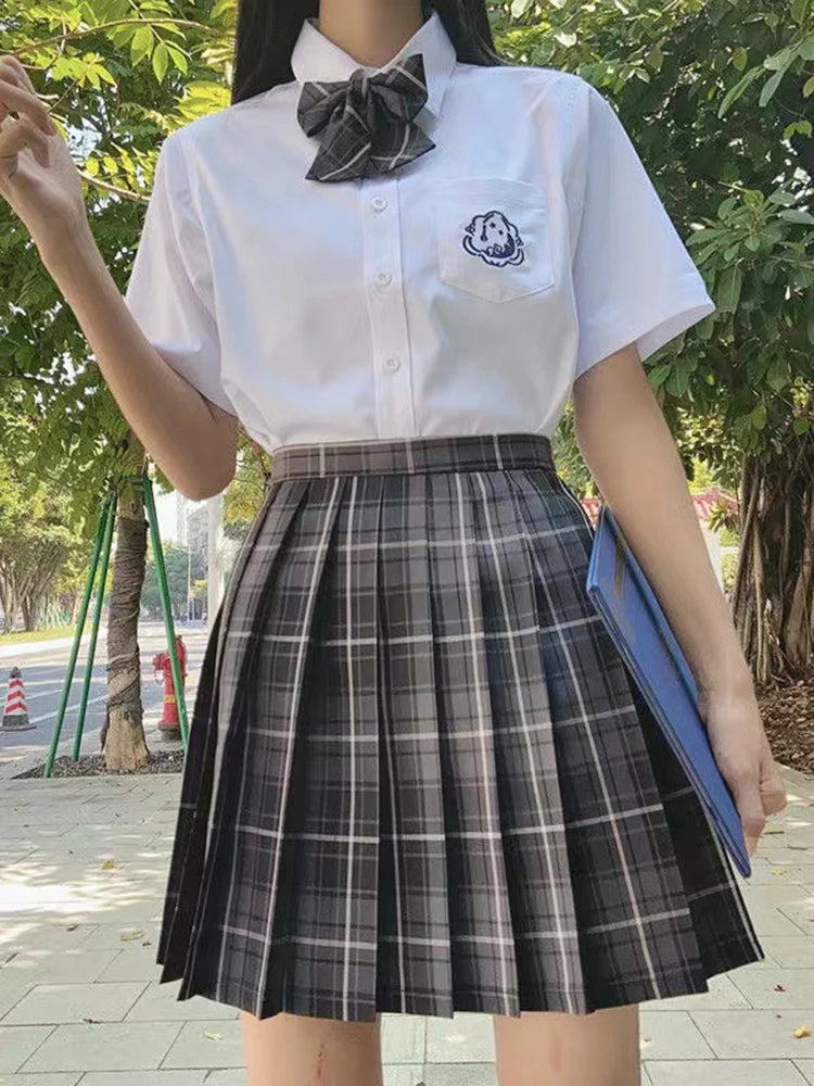 JMPRS Plaid Women Pleated Skirt Bow Knot Summer High Waist Preppy Girls Dance Mini Skirt Cute A Line Harajuku Sexy Japan Faldas