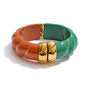 Yhpup Exclusive Multi-Color Acrylic Resin Wide Statement Bracelet Bangle Stainless Steel Autumn Winter Sweater Wrist Jewelry