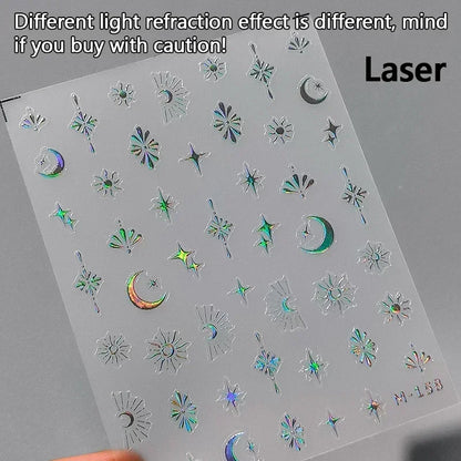 1 piece  5D silver nail stickers metal mini star nail art stickers high quality exquisite decals self-adhesive nail art stickers
