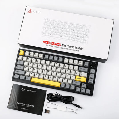 Ajazz AK820 Pro 75% Gasket-mounted Bluetooth 5.1/2.4G Wireless & Wired Mechanical Keyboard with TFT Screen for Gaming