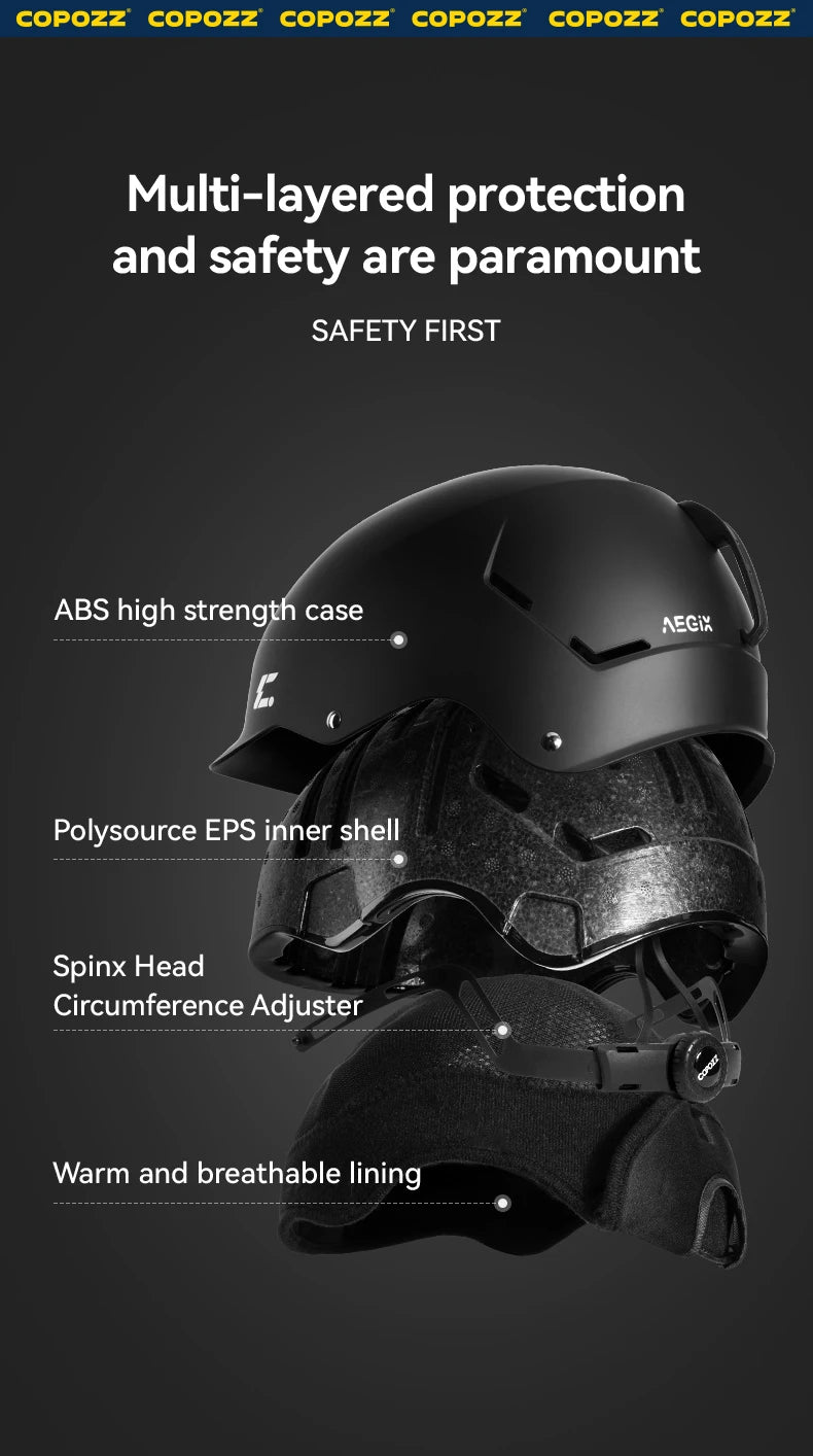 COPOZZ Certificated Ski Helmet Husband Integrally-Molded Snowboard Helmet with Magnetic Bukcle Motorcycle Snow Men Women Adult