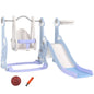 4-in-1 children’s play set with a slide, swing, climbing wall, and hoop, 147.5x160x107 cm, light blue
