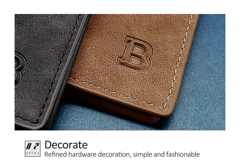 New Retro Men Short Wallet with Zipper Coin Bag Men Leather Wallet Small Money Purse Design Top Men Thin Wallet with Coin Bag