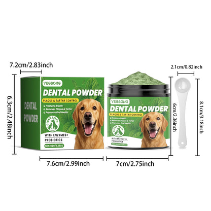 150g Mint Dog Dental Cleaning Powder Gentle Remove Teeth Stain Prevent Plaque Tartar Removal Refreshing Breath Dog Teeth Cleaner