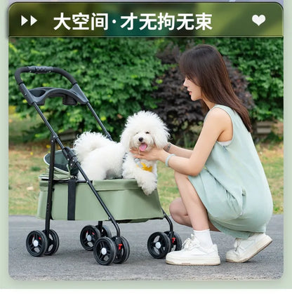 2026 New Lightweight Foldable Pet Stroller Teddy Cat Dog Handcart Outdoor Travel Cart for Small Pets