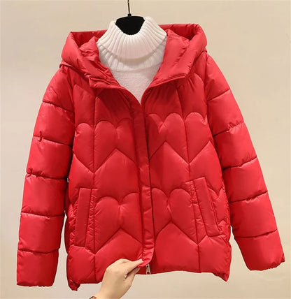 2025 New Style Korean Fashion Winter Jacket Short Down Bread Service Woman Snow Wear Puffer Coats Loose Warm Parkas Hooded Outwe