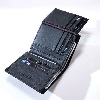 Mens Wallet Genuine Leather RFID Blocking Vintage Vertical Short Credit Card Holder Coin Purse Money Bag Slim Travel Gift