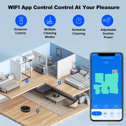 Robot Vacuum Cleaner LIECTROUX N7S-U,Smart Mapping,WiFi App,6KPa,5200MAH ,Brushless Motor,Ideal for Pet Hair