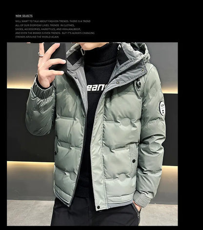 Hip Hop Men's Lightweight Hooded Down Jackets Winter Fashion Windbreaker Thick Warm Coats Outdoor Sport White Duck Down Jacket
