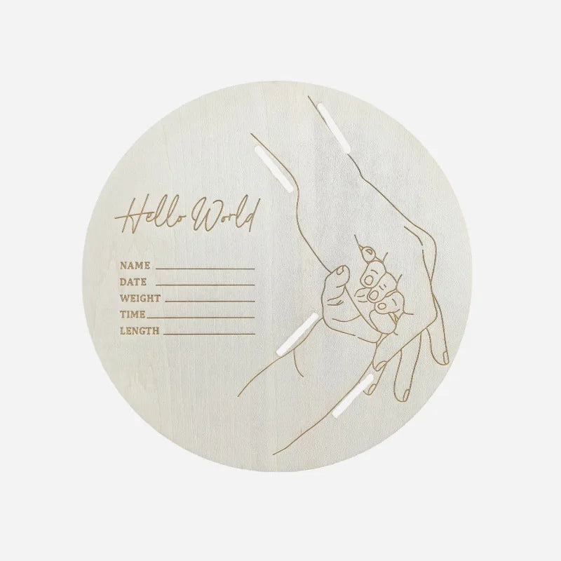 New Pattern Fashion Wooden Baby Birth Hospital Commemorative Plaque Circular Carved Newborn Collection Plaque Ornament