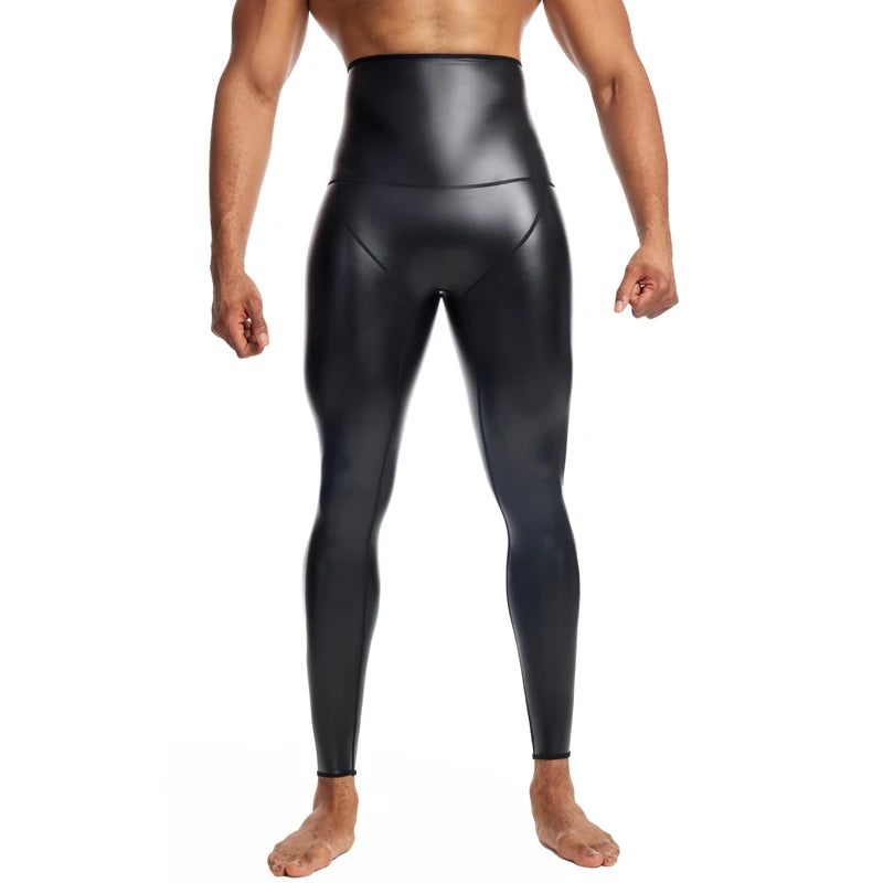 CHENYE Fitness Jogging Workout Pants Men Casual Paty Pants New Running Man High-waisted Stretch Leather Pants GYM Sport Trousers