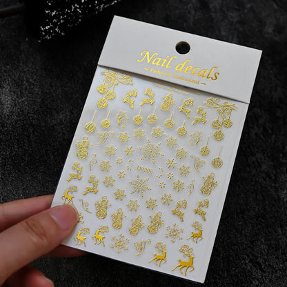 Winter Christmas Atmosphere Nail Stickers Snowman Snowflake Wapiti Self-adhesive High Quality Cute Nail Stickers Nail Art Deco