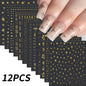 12Pcs 3D Gold Sliver Stars Nail Stickers Bronzing Starlight Nail Art Decals Self Adhesive Slider Decals DIY Nail Tips Decoration